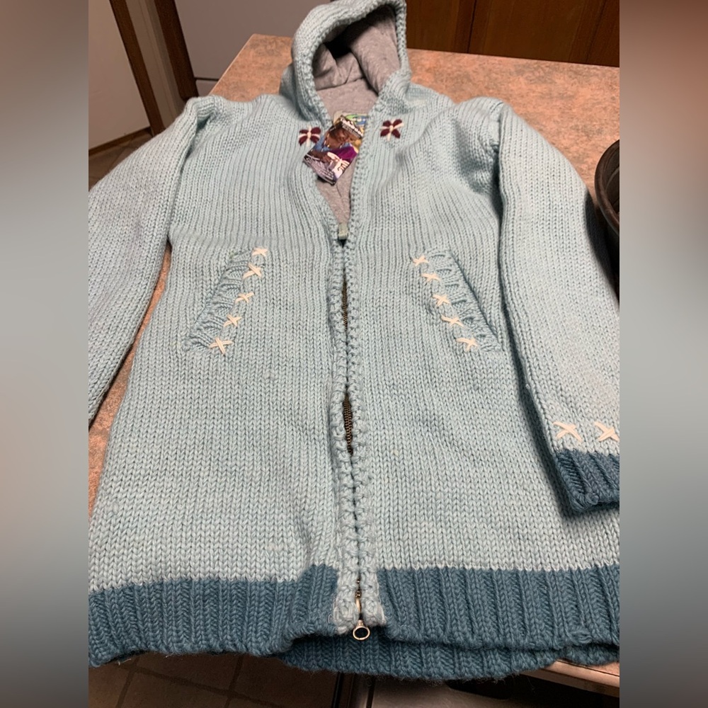 Laudromat Full Zip Sweater Jacket Nepal 100% Wool fleece lined (new with tags)